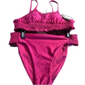 Chelsea & Violet Swim Suit Girl's 10 Magenta Pink Two-Piece Ruffle‎ Bikini NWT